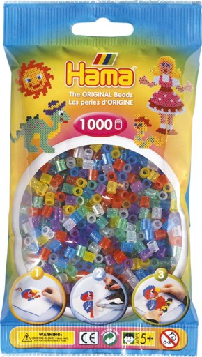TRANSPARENTNÉ KORÁLKY S GLITROM MIX54 1000 HAMA
