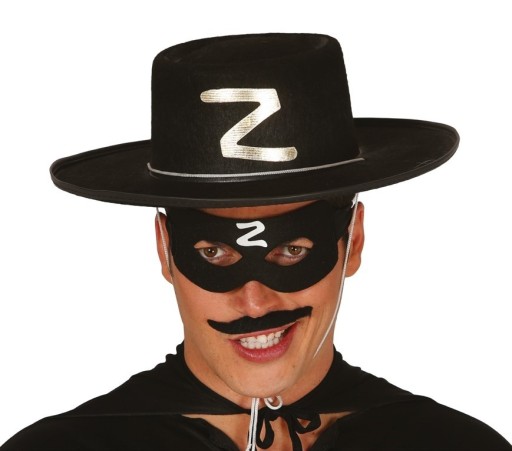 Čierna čiapka Zorro s písmenom Z pre dospelých