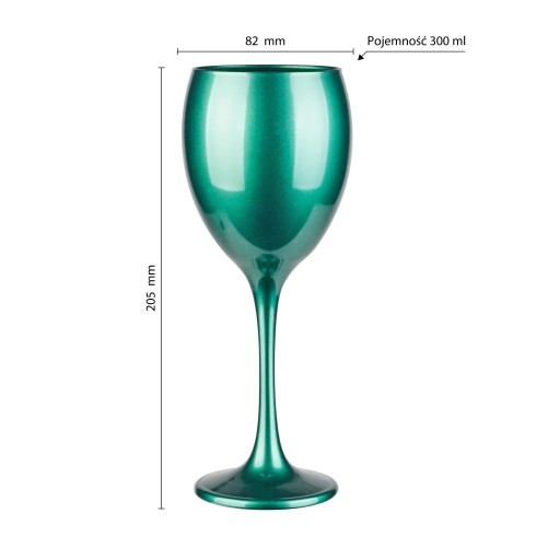 POHÁR NA VÍNO ZELENÉ METALICKÉ 300ml