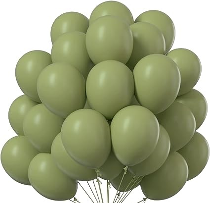 Boho balóny, olivovo zelené, veľké, 10 kusov, narodeninové