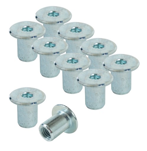 Matica Ericson M10 x 18 mm plochá, na spojenie nábytku, biela pozinkovaná