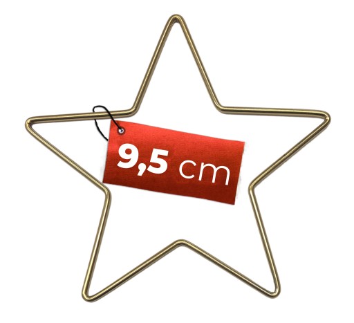 ZLATÁ kovová hviezda 9,5 cm s drôtenou obručou