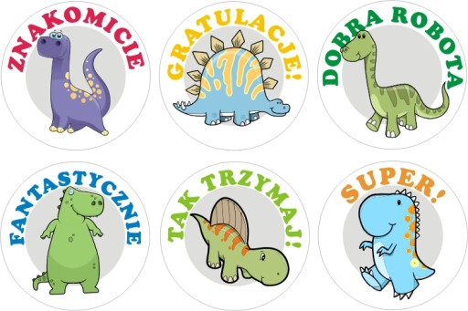 Motivačné nálepky pre deti dinosaurus 5cm Dino1