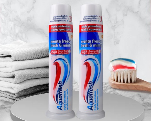 ZUBNÁ PASTA S FLUORIDOM BIELIACA PROTI KAZU TARSONA Aquafresh