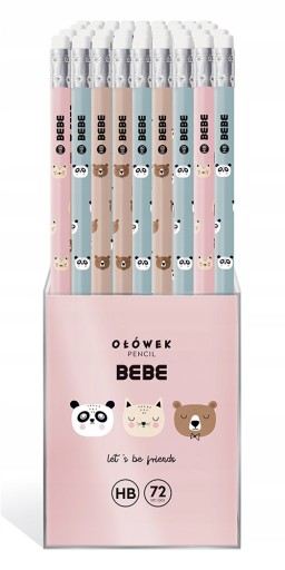 3x TROJUHOLNÍKOVÁ CERUŽKA S GUMOU HB BB GIRLS Interprint
