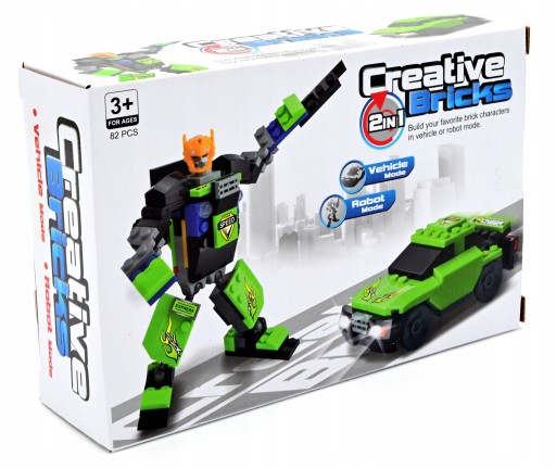 ROBOT AUTO 2V1 STAVEBNÉ BLOKY RÔZNE FARBY
