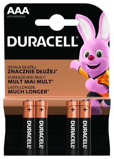 DURACELL 4x LR03 AAA alkalické batérie
