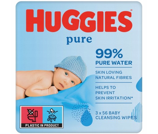 Huggies Pure Triplo vlhčené obrúsky SET 3x56 ks.
