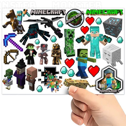 UMÝVAJÚCE DOČASNÉ TETOVANIE PRE DETSKÉ DETSKÉ MINECRAFT ORIGINÁLNE VZORKY