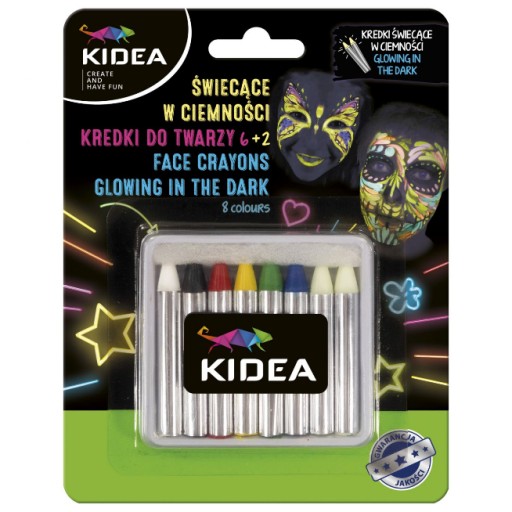 Ceruzky na tvár 8 ks - 2 svietiace Kidea