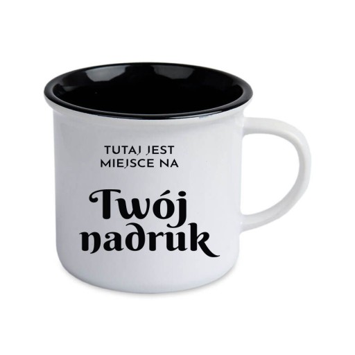 Retro keramický hrnček 250 ml, s ľubovoľnou potlačou, vnútro čierne