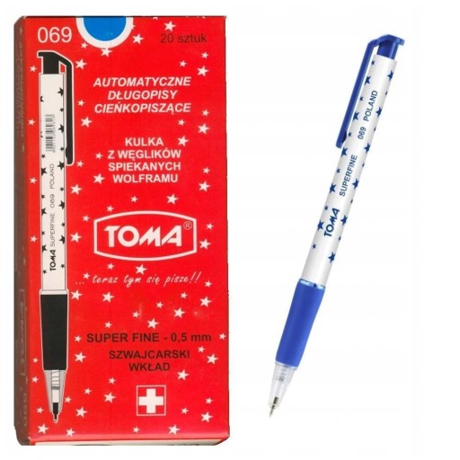 Zasúvacie guľôčkové pero Blue Toma
