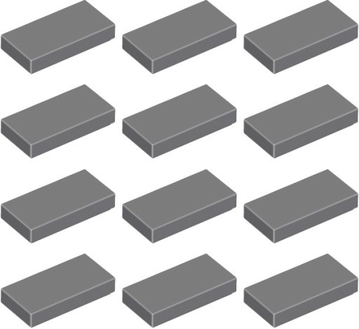 LEGO dlaždice 1x2 tmavosivá 4211052 3069b - 12 kusov