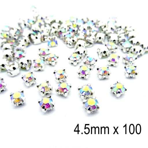 Štrasové kamienky Štrasové kamienky na šitie Iridescent 4,5mm 100