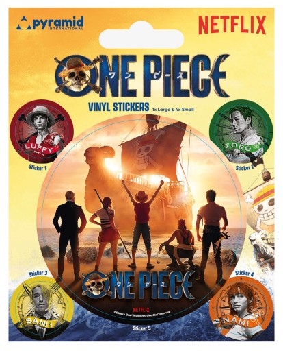 One Piece Stickers 5 ks Live Action Straw Hat Crew 10x12,5 cm Set