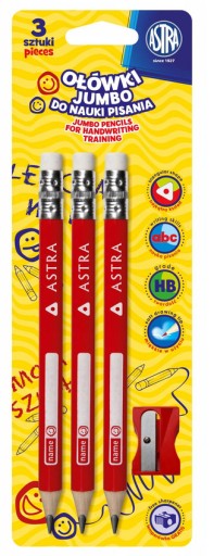 Ceruzky JUMBO Astra na učenie písania, 3 ks.