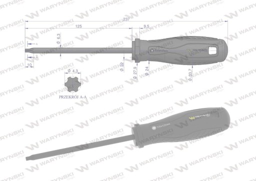skrutkovač T25. 125 mm. SVCM oceľ. Waryński