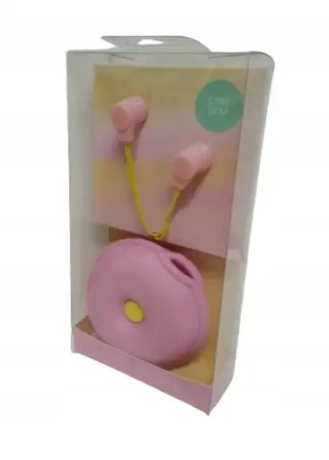 Káblové slúchadlá do uší + puzdro Donut Pink