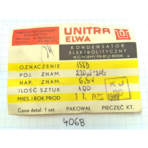 Tantal 220uF 6,3V 9x18 20% Unitra-Elwa axiálne x2