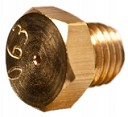 Tryska na plynovú varnú dosku, štandardný závit M6/0,75, veľkosť otvoru 0,63 mm