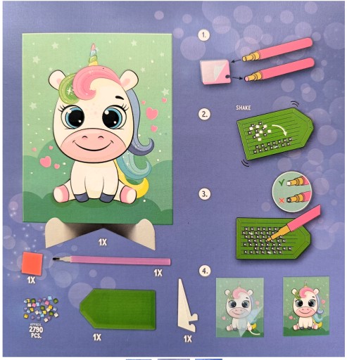 DIAMANTOVÁ MAĽBA VEĽKÝ OBRAZ 18cm x 23cm!!! JEDNOROŽEC Urob si to sám!!