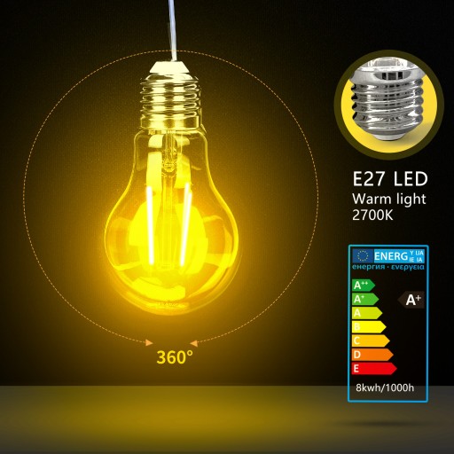 E27 LED žiarovka 60mm vlákno 8W vlákno 950Lm TEPLÁ biela 2700K