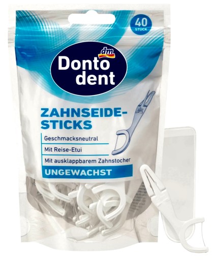 Trsátka Dontodent Floss s cestovným puzdrom 40 KS DE