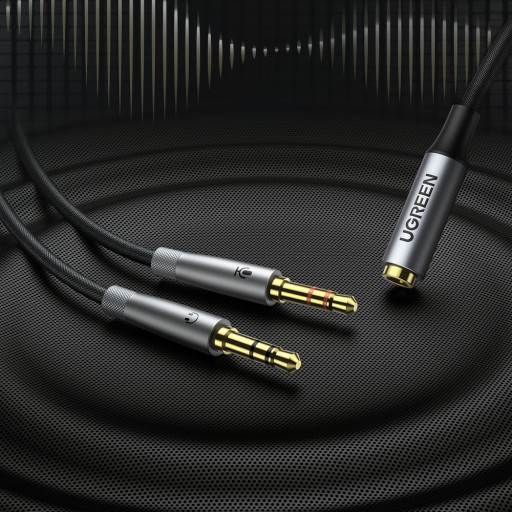 UGREEN KÁBLOVÝ ADAPTÉR AUDIO AUX SPLITTER SLÚCHADLÁ MINIJACK MIKROFÓN 20CM