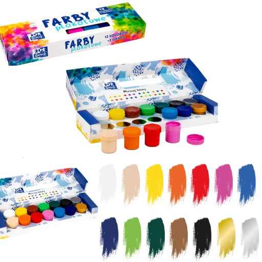 OXFORD SCHOOL FARBY NA PLAKÁT 20ml 12 FAREB PLASTICINE 12 farieb ZADARMO