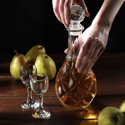 KARAFA NA VODU KRYŠTÁLOVÁ WHISKY 0,8L SKLENENÁ FĽAŠA S KORKOM