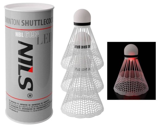 Sada 3x nylonových badmintonových loptičiek LED Set Solid