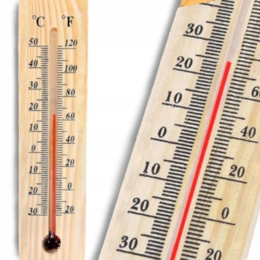 Nástenný, vnútorný, drevený izbový teplomer -30°C až 50°C