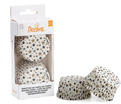 BLACK GOLD STARS košíčky na muffiny 50x32mm 36s
