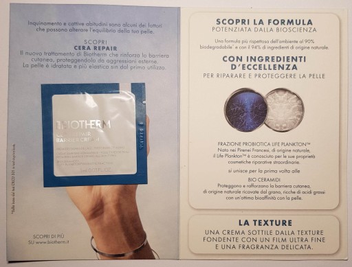 Krém na tvár Biotherm Cera Repair Barrier Cream 1ml