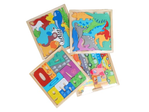 Puzzle na podložke 13 dielikov. DINO Rôzne vzory farieb