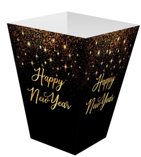 Čierne krabičky na pukance Šťastný Nový Rok SILVESTR Silvester 6 kusov