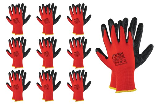 PRACOVNÉ RUKAVICE LATEXOVÉ RUKAVICE SILNÝ pórovitý LATEX 10 PÁROV XXL-11