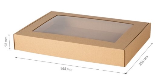 KRABIČKA S KARTÓNOM VYREZÁVANIA OKIENKA 35x25x5 DARČEKOVÉ BALENIE