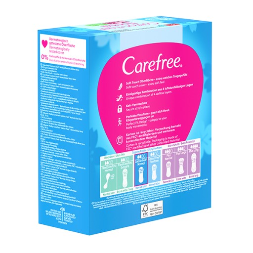CAREFREE Cotton Feel Normal slipové vložky s vôňou aloe 56 ks