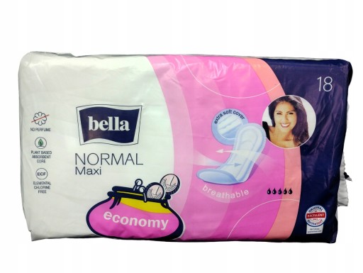 Normálne hygienické vložky Bella Maxi bez krídel, 18 ks.