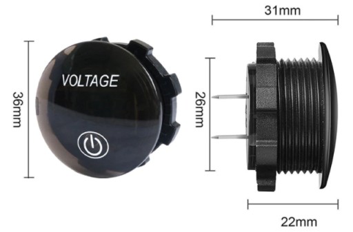 DC LED voltmeter 5-48V ON/OFF dotykový indikátor