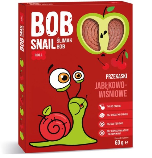 SNAIL Bob Slimák SNACK jablkovo-čerešňový zábal 60 g | OVOCIE bez CUKRU