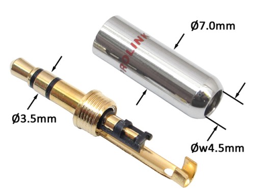 JACK konektor 3,5 mm 3P TRS stereo HQ SLIM PROLINK