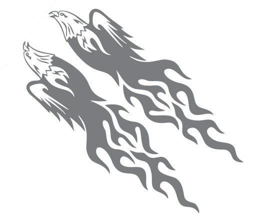 Nálepka Eagle Head Flames Silver Silver 2 ks