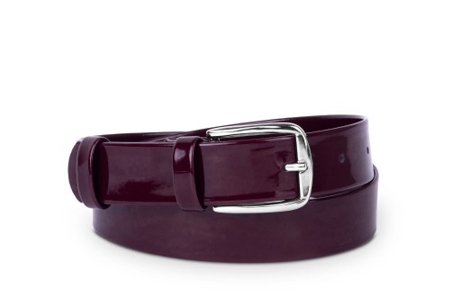 Klasický bordový lakovaný dámsky opasok 3 cm