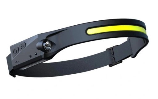 COB LED čelovka na beh, USB-C baterka, AKU pohybový senzor, 4v1