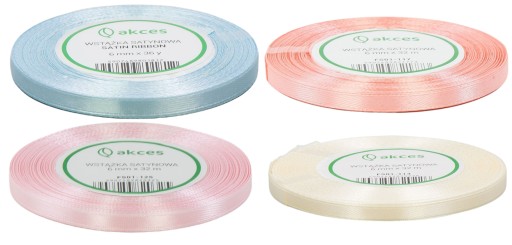 4 x Saténová stuha 6mm 32m - PASTELOVÁ SET