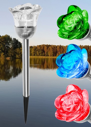 SOLÁRNA ZÁHRADNÁ LAMPA ROSE 2 LED RGB + biela