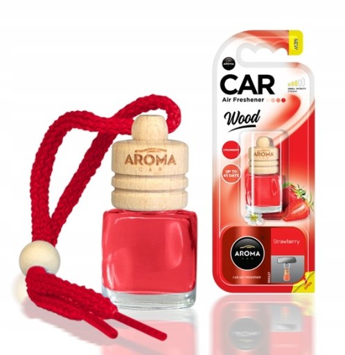 AROMA CAR WOOD STRAWBERRY Prívesok na osviežovač vzduchu