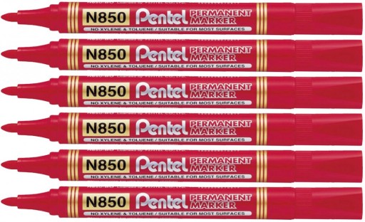 PERMANENTNÝ ZNAČOVAČ PENTER N850 okrúhly ČERVENÝ x 6 KS